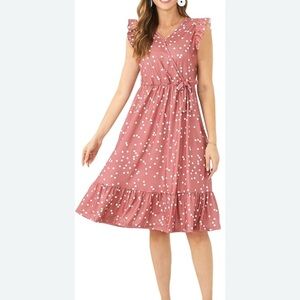 Chic Mauve Polka Dot Midi Dress